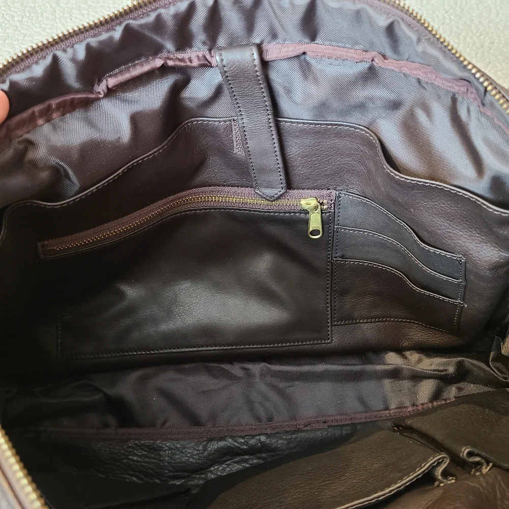 Mowen Leather Designs brown laptop bag